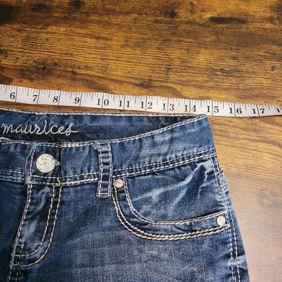 Maurices Jeans Size 8 Low Rise Capri Thick Stitch Medium Light Wash Stretch - Picture 5 of 10